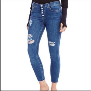 Free People Distressed Reagan Raw Hem Skinny Jeans